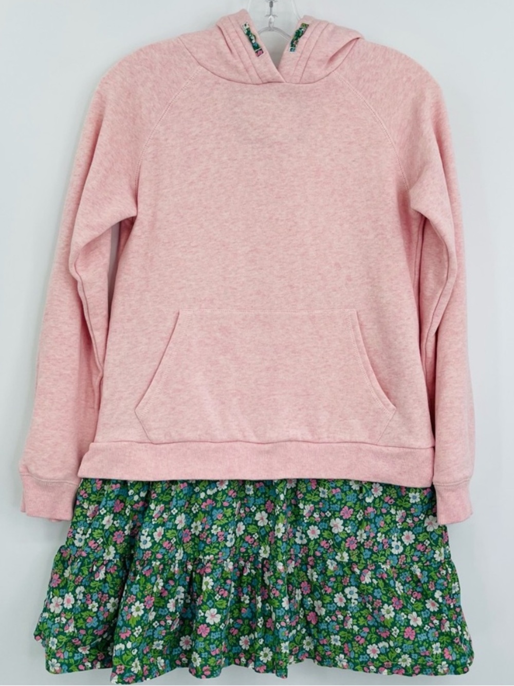 MINI BODEN Cozy Hooded Sweatshirt Dress Floral skirt